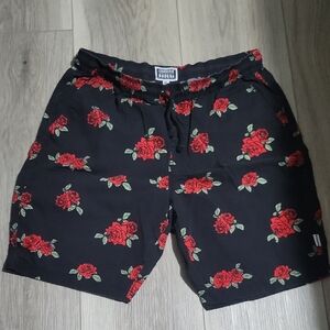 Black Floral Roses Shorts